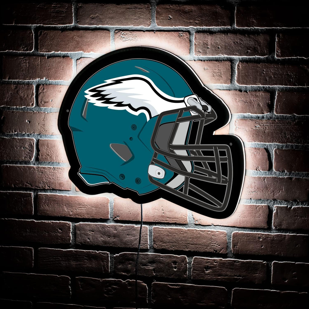 Team Sports America Evergreen NFL Philadelphia Eagles Ultra-Thin LED Light Wall Sign Decor | Full Size Replica Helmet | 19.5 x 15 Inches | Made in the USA