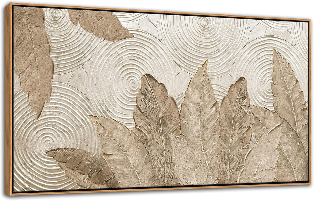 Minimalist & Modern Art for Bedroom Decor Framed Abstract Artwork for Walls Neutral & Contemporary Beige Wall art - Artwork for Living Room and Boho Style Large Abstract Wall Art 24×48IN