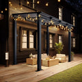 Aoxun 8' x 5' Gazebo for Patio, Gazebo Pergola with Sloped Roof and LED Waterproof Hanging Lights Large Wall-Mounted Heavy Duty Awning for Backyard, Deck, Patio