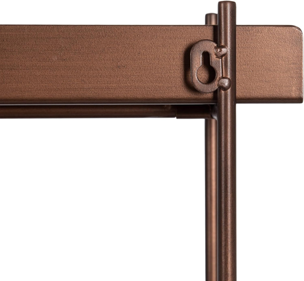 Kate and Laurel Dominic Modern Metal Bathroom Shelf; 20 x 7 x 30; Bronze; Contemporary Sleek 3-Tier Floating Shelves for Wall Decor; Display; and Over Toilet Storage