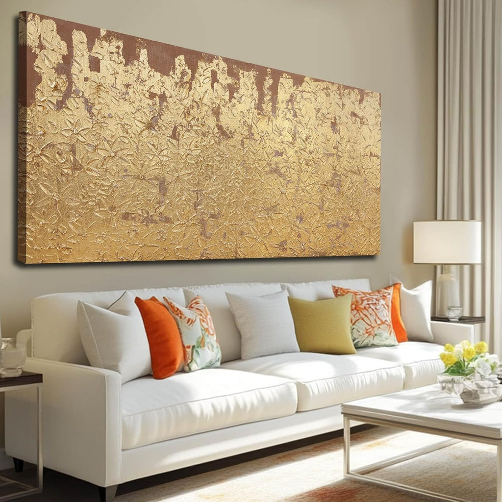 VAYIMDH Abstract Canvas Wall Art Gold Wall Painting Contemporary Home Wall Decor 29'x58' Large Artwork for Living Room Office Decor