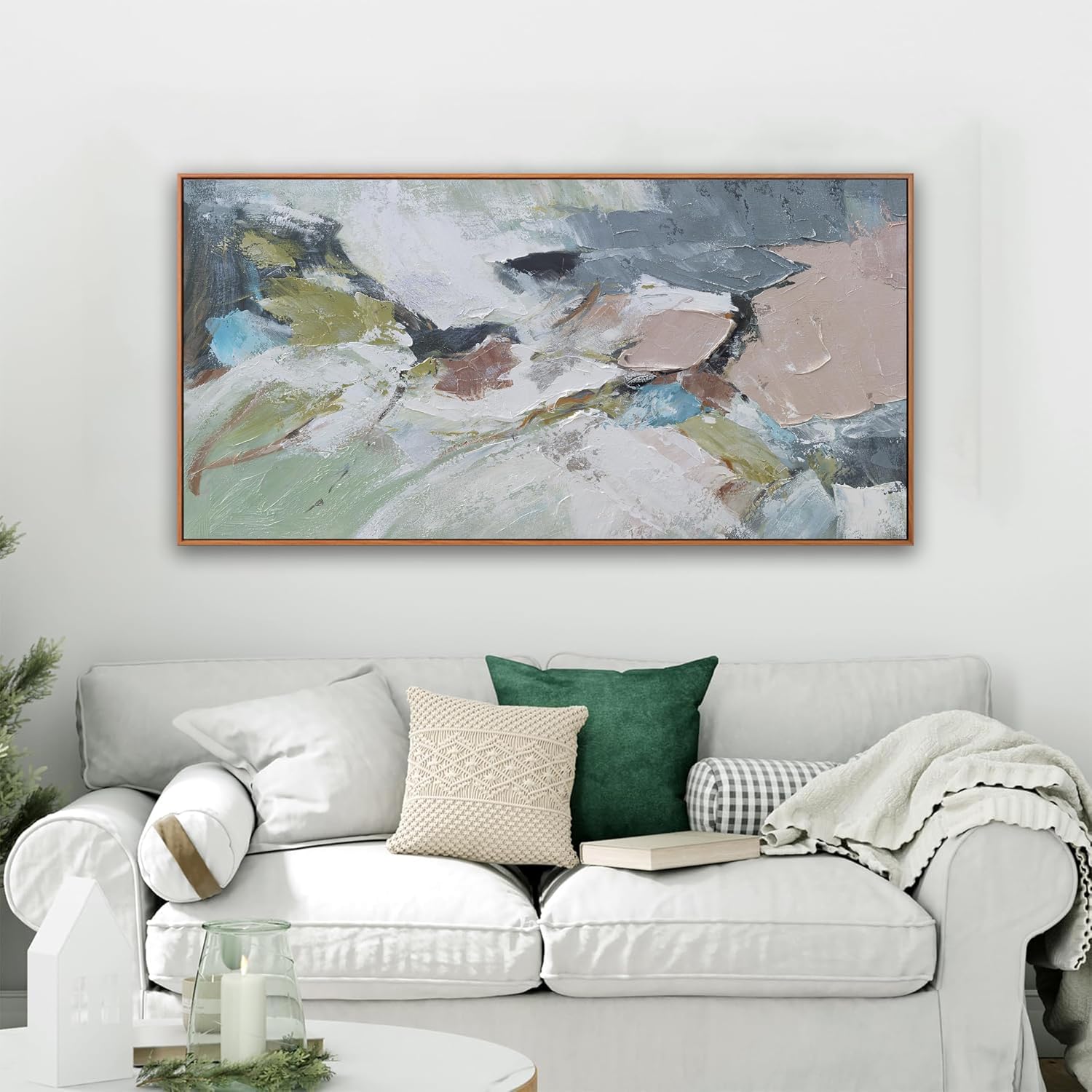 Abstract Wall Art Framed Ready To Hang Home Decor Artwork Wall Art Colorful Wall Decor Prints Canvas Painting For Living Room Bedroom Office Apartment Decoration 24'X48'