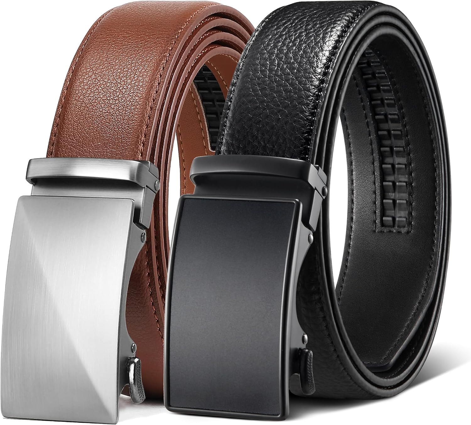 Genuine Leather Ratchet Belt for Men: Classic, Dress, Casual, Trim-to-Fit, Gift Box.