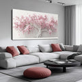 AOZEMI White Wall Art for Living Room Bedroom Home Office Pink Wall Decor Large Tree Pictures Art Flower Artwork Modern Floral Canvas 29'x 59'
