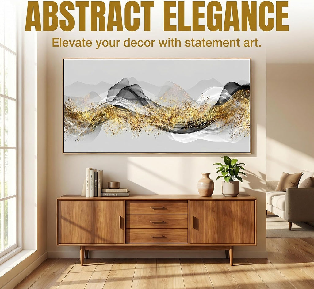 Tucai Decor Wall Art Modern light Luxury Abstract Gold ink Landscape Canvas Wall Art for Living Room Bedroom Color Pictures Artwork Home Decor Canvas Print Wall Decor Ready to Hang 30x60inch (Framed)