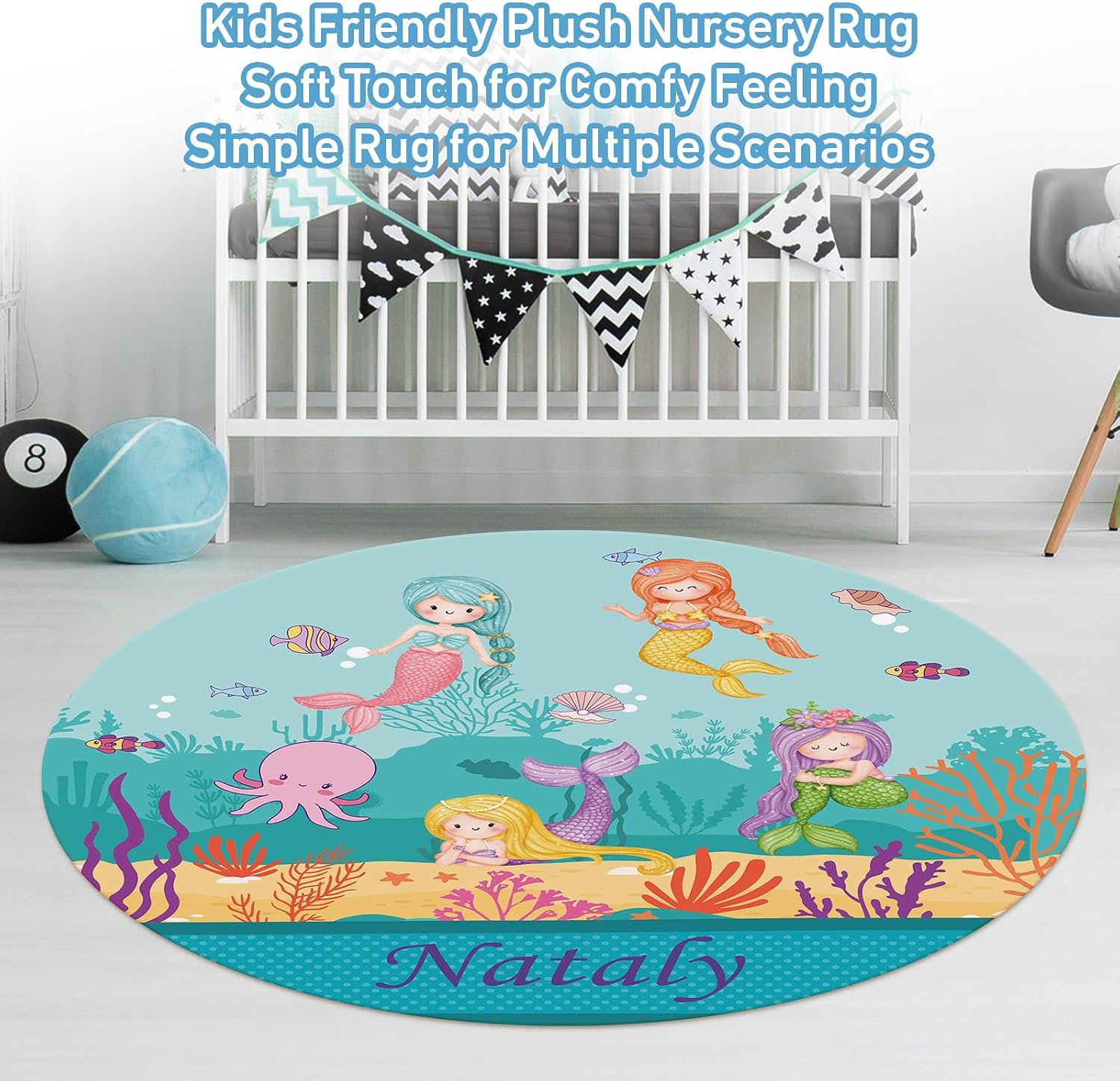 Dyoart Personalized Baby Crib Set - 5 Piece Custom Baby Bedding Set with Name, Double Layer Nursery Bedding Set for Girls, Mermaid Crib Bedding Set, Gift for New Parents Toddler Infant