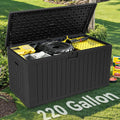 YITAHOME 220 Gallon Double-Wall Deck Box with Divider & Side Handles, Outdoor Large Storage for Patio Furniture Cushions, Garden Pool Accessories, Water Resistant & Lockable(Black)