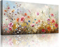 crmotu Large Wall Art for Living Room, Flower Market Botanical Prints, Floral Nature Decor Canvas Pictures, Meadow Wildflower Rustic Home Decorations, Modern Bedroom Farmhouse Wall Decor 29'X57'