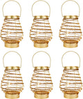 Set of 6 Metal Cordless Table Lamp 8 'H Metal Cage LED Cage Lamp with 6-Hour Timer, Vintage Decorative Fairy Lights Lantern for Indoor/Outdoor Bedrooms Weddings Parties Patio Events