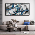 XLSJERST Wall Art for Living Room - Abstract Wall Decor Blue and Gray Canvas Picture Print Framed Artwork for Bedroom Office Home Decoration - 48x24 Inches