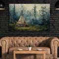 GUTTATY Native American Wall Decor for Bedroom - Native American Wolf Wall Art, Indian Tribal Camp Pictures Wall Art for Home Decor, Large Indian Art Canvas Print Framed 32x48''
