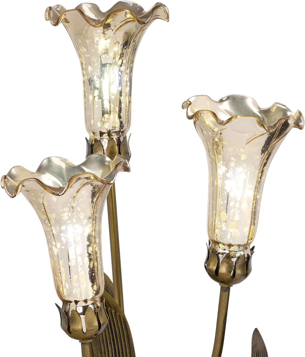 RIVER OF GOODS 21.75' H Hand Blown Glass 3 Lily Uplight Table Lamp