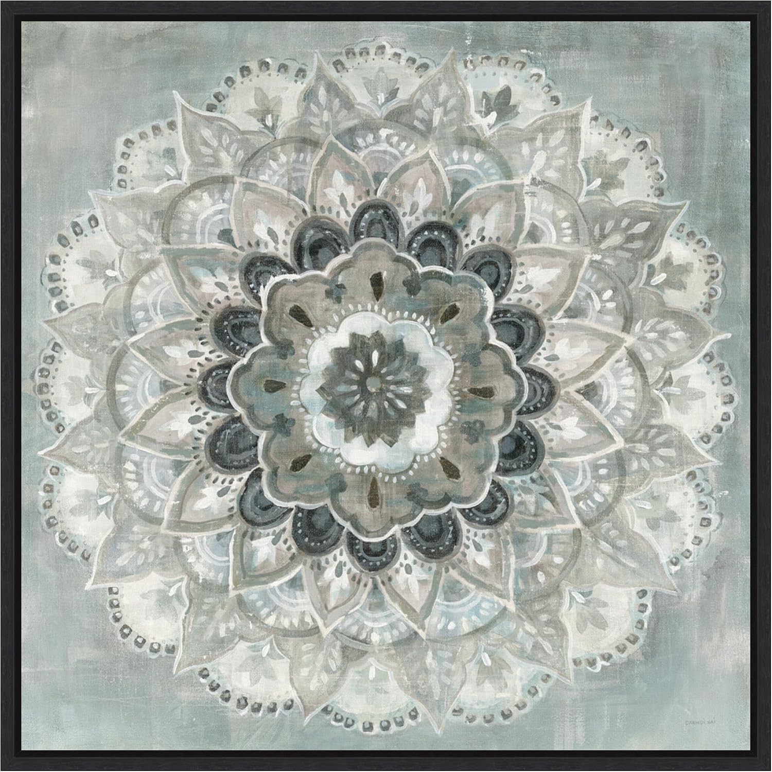 Amanti Art Framed Canvas Wall Art 30x30 Sunburst Neutral (Mandala) by Danhui Nai, Framed Wall Art Canvas, Abstract Artwork, Modern Decor, Large Poster Painting for Living Room, Bedroom, Bathroom,