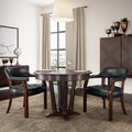 Set of 2 Solid Wood Dining Chairs with Upholstered,Office Desk Chair with Arms. Faux Leather Boss Captain's Chairs,Classic Accent Chairs for Living Room Cherry Walnut Legs & Black NX173D