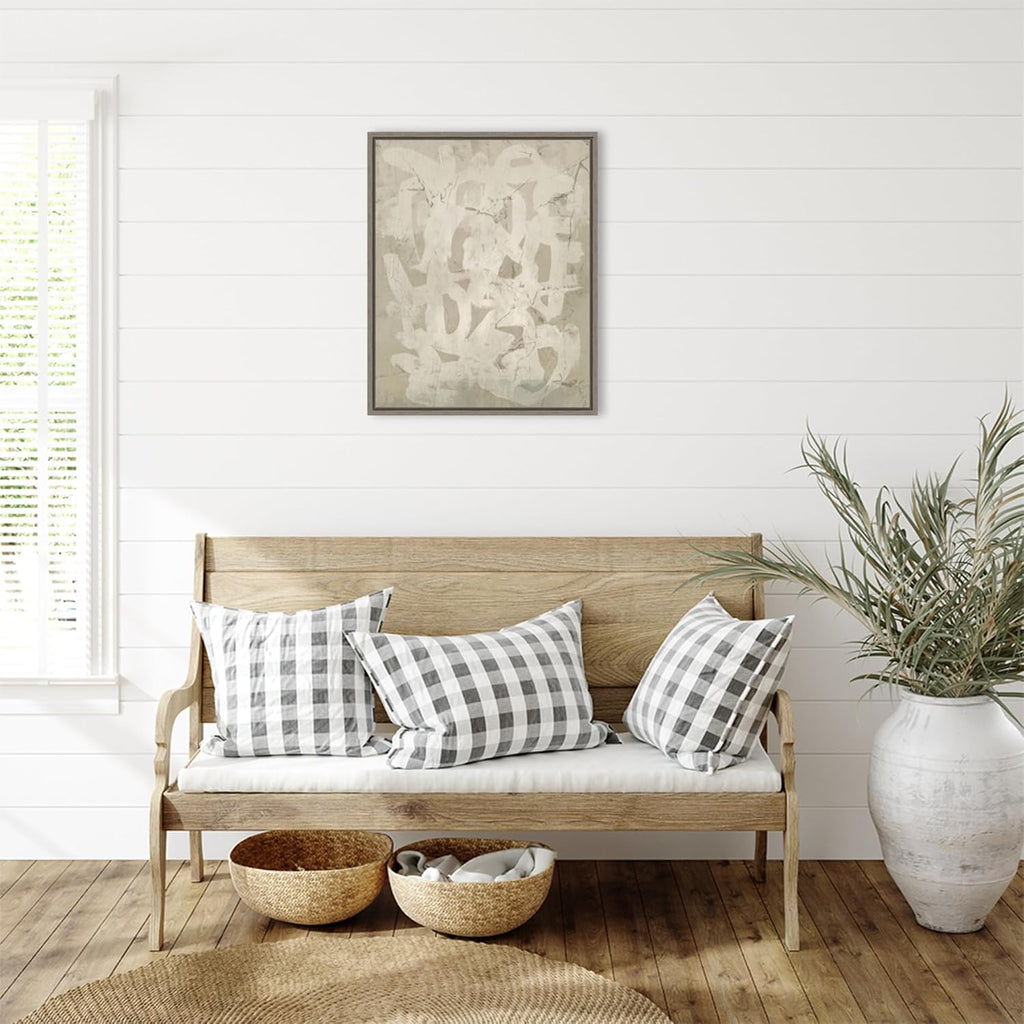 Amanti Art Framed Canvas Wall Art 28x23 Impasto Artifact II by June Erica Vess, Framed Wall Art Canvas, Abstract Artwork, Country Rustic Decor, Medium Poster Painting for Living Room, Bedroom,