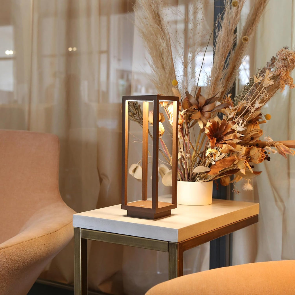 Zafferano, Home Pro Lamp, Rechargeable Cordless Table Lamp with Touch Controls, Suitable for Indoor and Outdoor, Dimmer, 3000 K, Height 11.6 Inches, Rust Color
