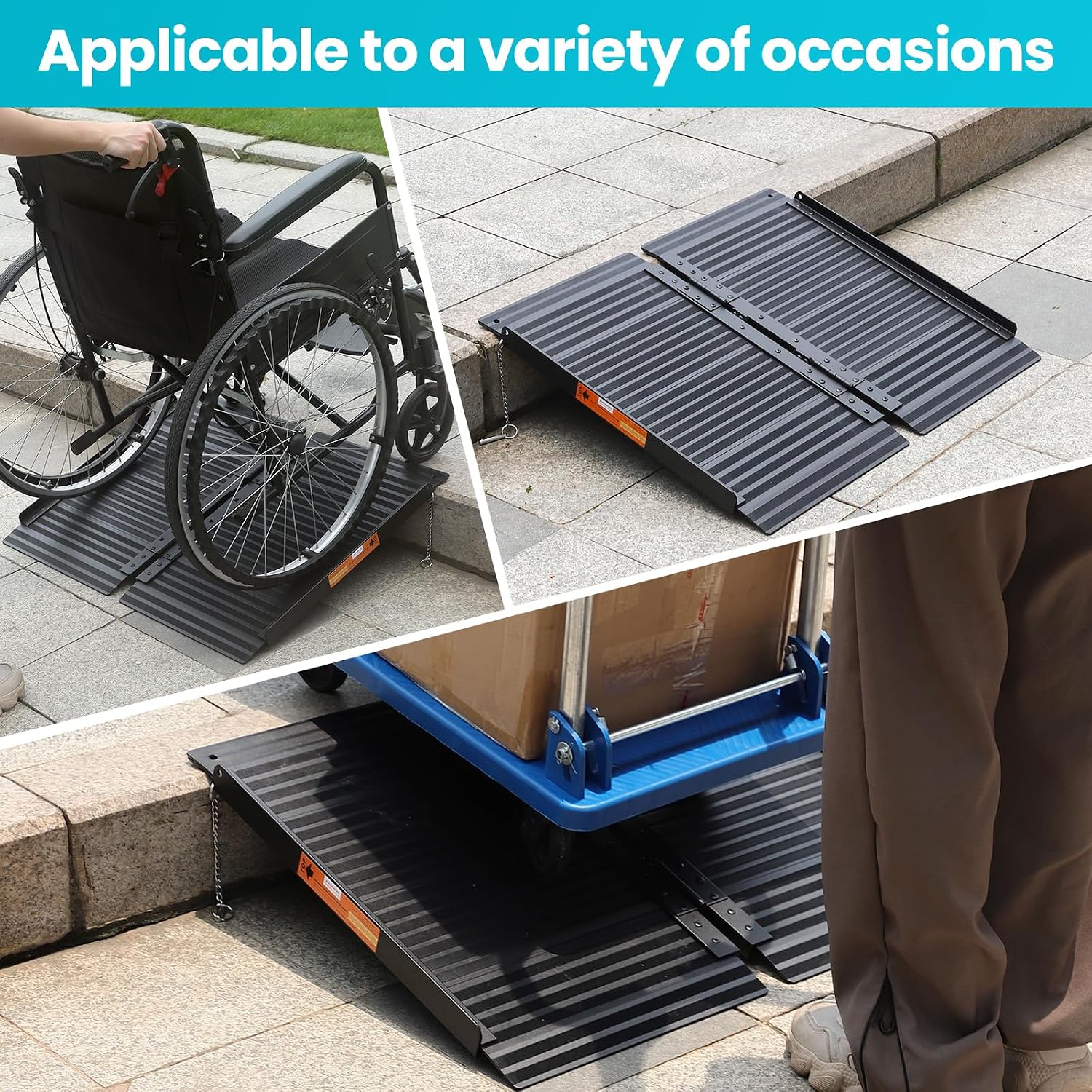 Portable Wheelchair Ramp 3ft, Non-Skid Aluminum Ramps for Wheelchairs for Home Steps, 800 LBS Capacity Handicap Ramp for Doorway, Homes, Threshold, Entry, Stairs 36' Lx 29.2' Wx2H