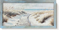 cozy country Coastal Wall Art Picture - Dynamic Beach Painting with Sand Dunes and Ocean Sky for Bathroom Living Room 48'x24'