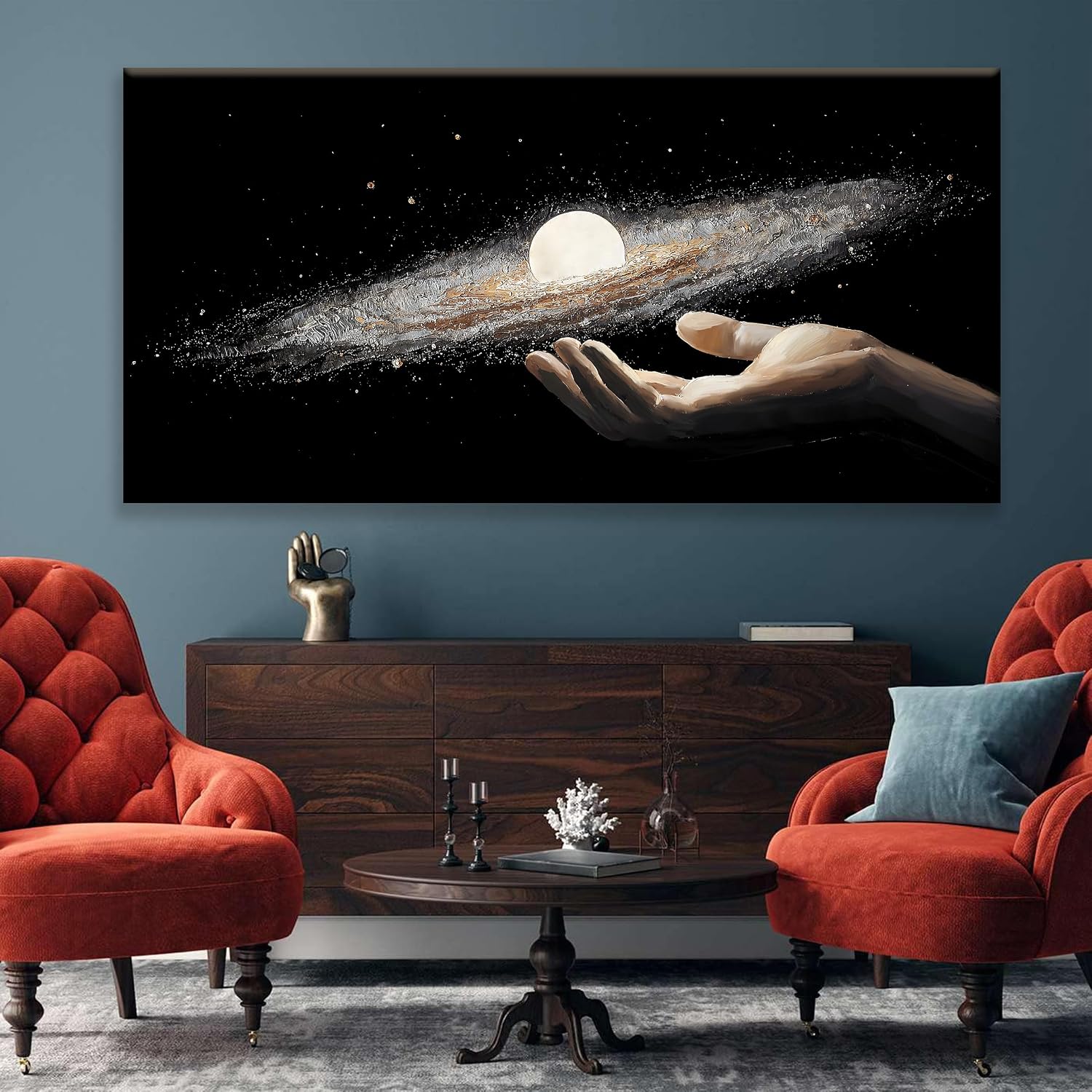 Large Abstract Wall Art Decor The Universe In Hand Science Fiction Wall Art For Living Room Bedroom Office Kitchen 29x58 Inch Canvas Painting Home Wall Decor Ready To Hang