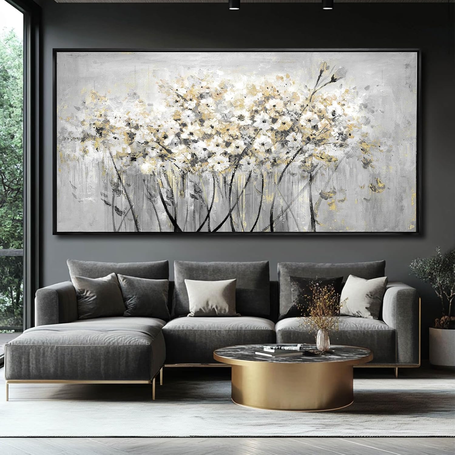 VAYIMDH Green Wall Art Flowers Wall Decor Floral Paintings Extra Large Artwork Arts Nature Pictures for Home Office 36'x70'