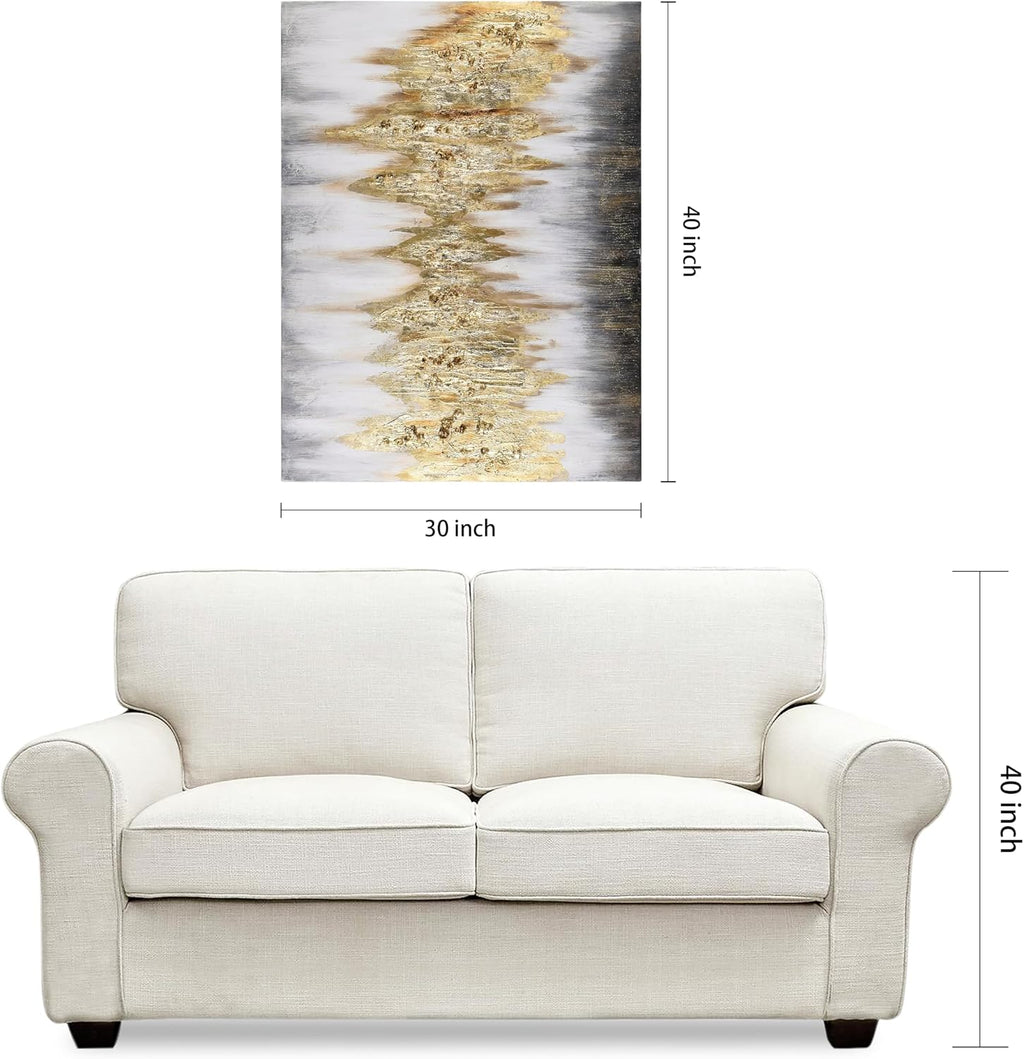 Empire Art Direct Abstract Wall Art Textured Hand Painted Canvas by Martin Edwards, Unframed, 40' x 30', Gold Frequency
