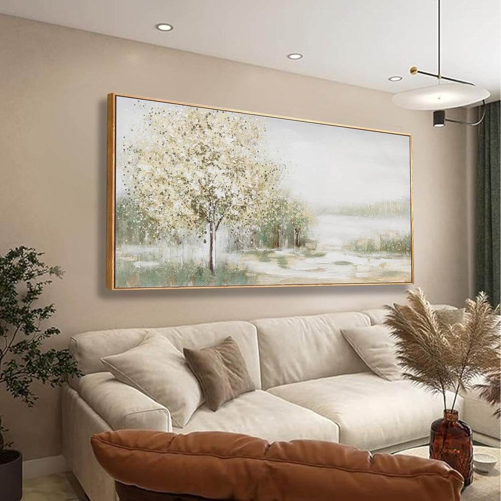 Canvas Wall Art Wall Decor Bedroom Pictures Decoration Spring Scene Nature Landscape Tree Plants Artwork Abstract Wall Art Large Size Modern Painting Framed Pictures For Living Room Home Kitchen Office 29' X 58'