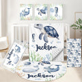 KAINSY Personalized Baby Crib Bedding Set, 5 Pcs Custom Name Bedding Set, Double Layer Nursery Set, Ocean Animal Crib Set for Girls & Boys, Gift for Toddler & Infant