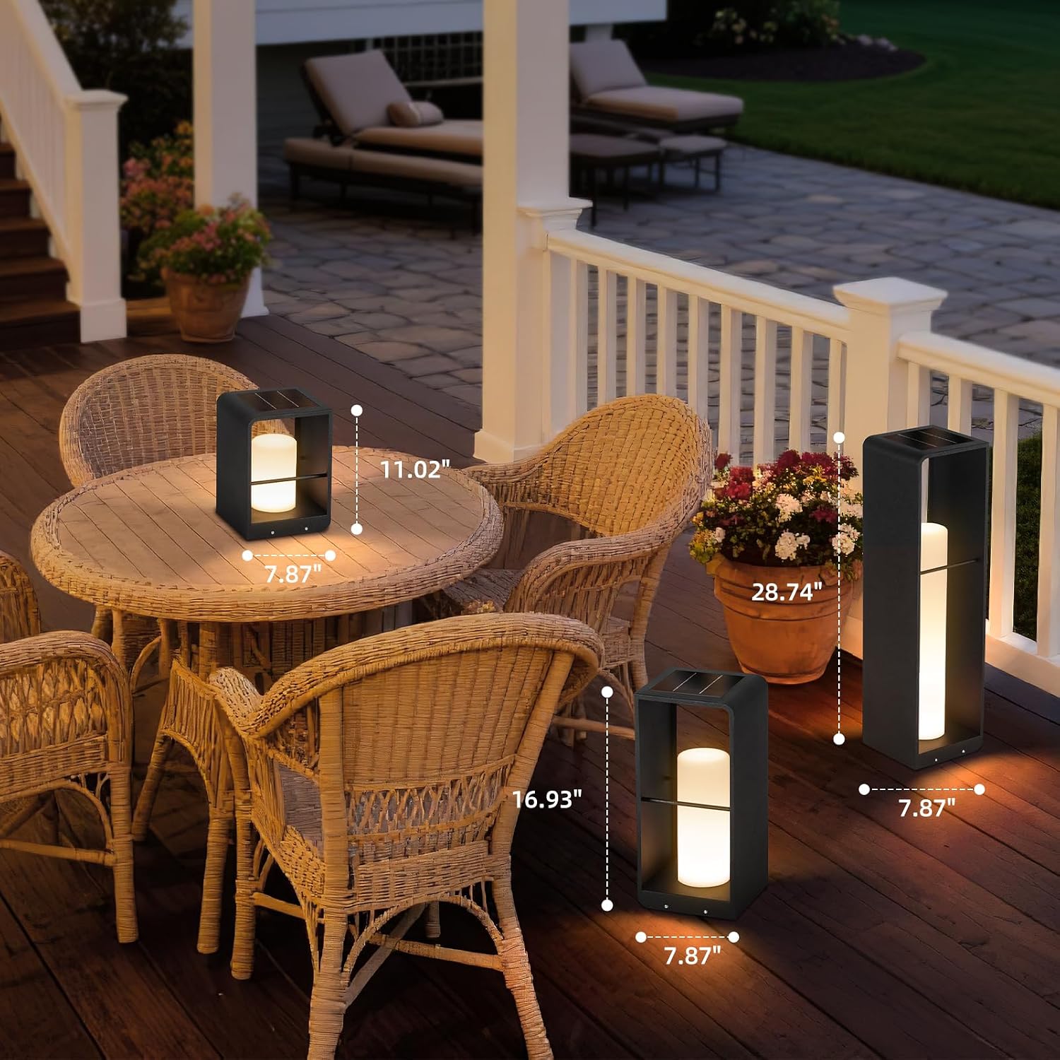 Outdoor Lights for Patio, IP65 Solar Lanterns Outdoor Waterproof, Dusk to Dawn Floor Lamp with 3000K LED, Solar Powered Landscape Lighting for Garden, Yard, Deck, Backyard, Porch and Path