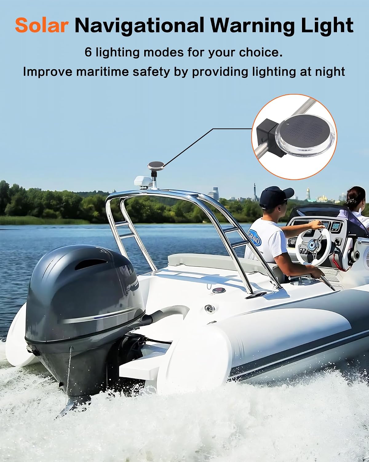 IZTOSS 6 Modes Solar Powered Waterproof Navigation Lights with Wireless Remote Control Pontoon Starboard Sailing Signal Lights for Marine Outdoor Sports Camping Hiking