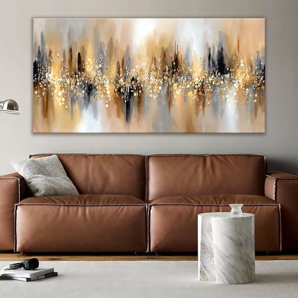 Tsomzxng Large Abstract Wall Art For Living Room Gold Abstract Wall Decor Modern Canvas Art Wall Decor 29' X 58' Painting Gold Wall Art For Bedroom Apartment Office Dining Room Home Decoration