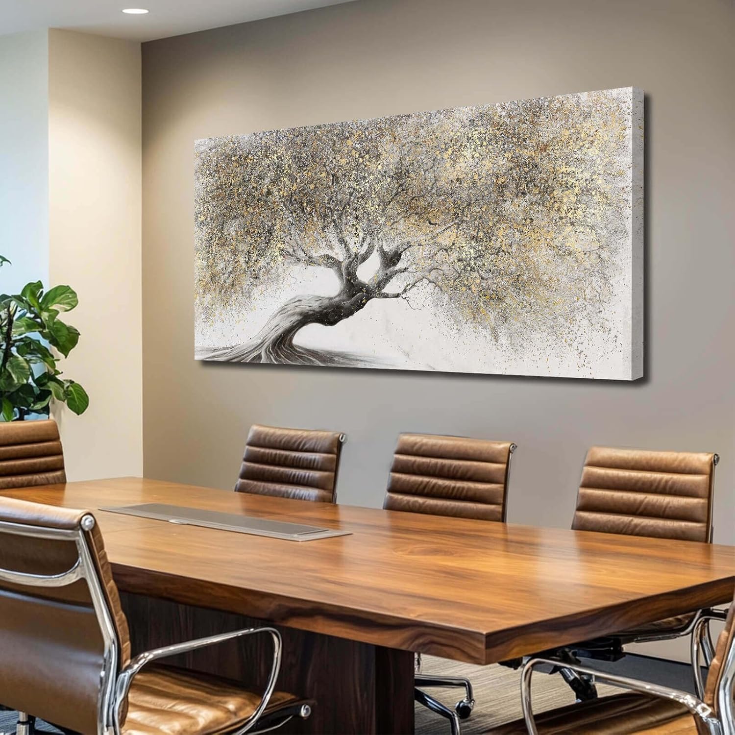 Gold Wall Art Canvas Wall Pictures Large Artwork Landscape Painting Photo Prints Wall Decorations Tree Wall Decor for Living Room Dining Room 29'x58'