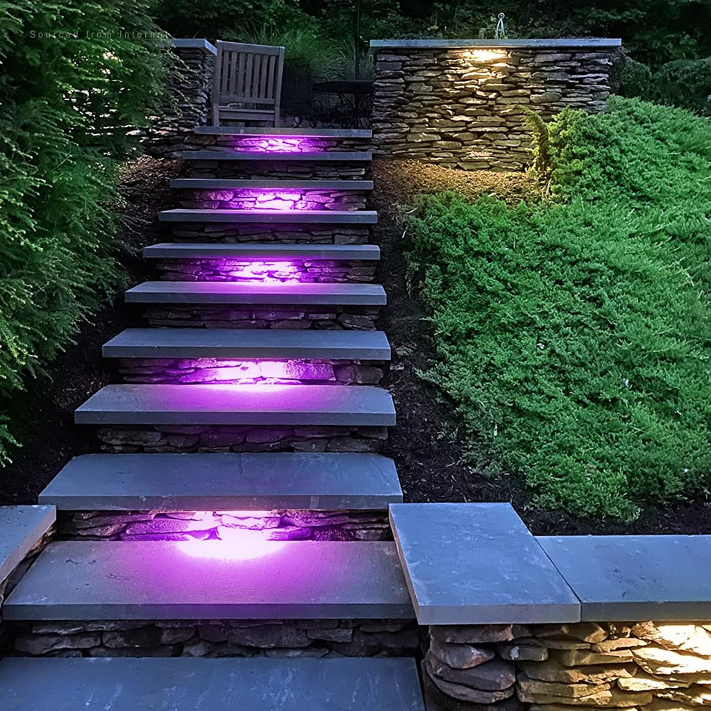 LEONLITE 8-Pack Premium Series RGB 4 Inch 1W LED Retaining Wall Lights Swivel, Color Changing Hardscape Lighting Low Voltage, 12V-24V AC/DC LED Landscape Hardscape Paver Light, Outdoor Step Light, ETL