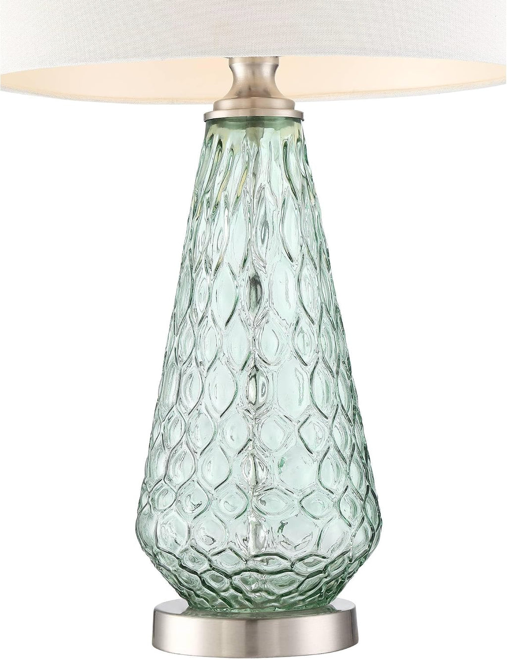 360 Lighting Julia 26 3/8' Tall Modern Coastal Table Lamps Set of 2 Seafoam Green Glass Living Room Bedroom Bedside Nightstand House Office Home Reading Kitchen Entryway Off-White Shade