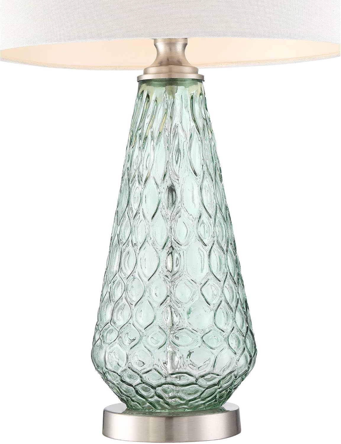 360 Lighting Julia 26 3/8' Tall Modern Coastal Table Lamps Set of 2 Seafoam Green Glass Living Room Bedroom Bedside Nightstand House Office Home Reading Kitchen Entryway Off-White Shade