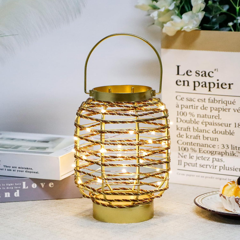 Set of 6 Battery Operated Table Lamp 7.7 'H Metal Cage LED Cordless Lamp with 6-Hour Timer, Vintage Decorative Fairy Lights Lantern for Indoor/Outdoor Bedrooms Weddings Parties Patio Events