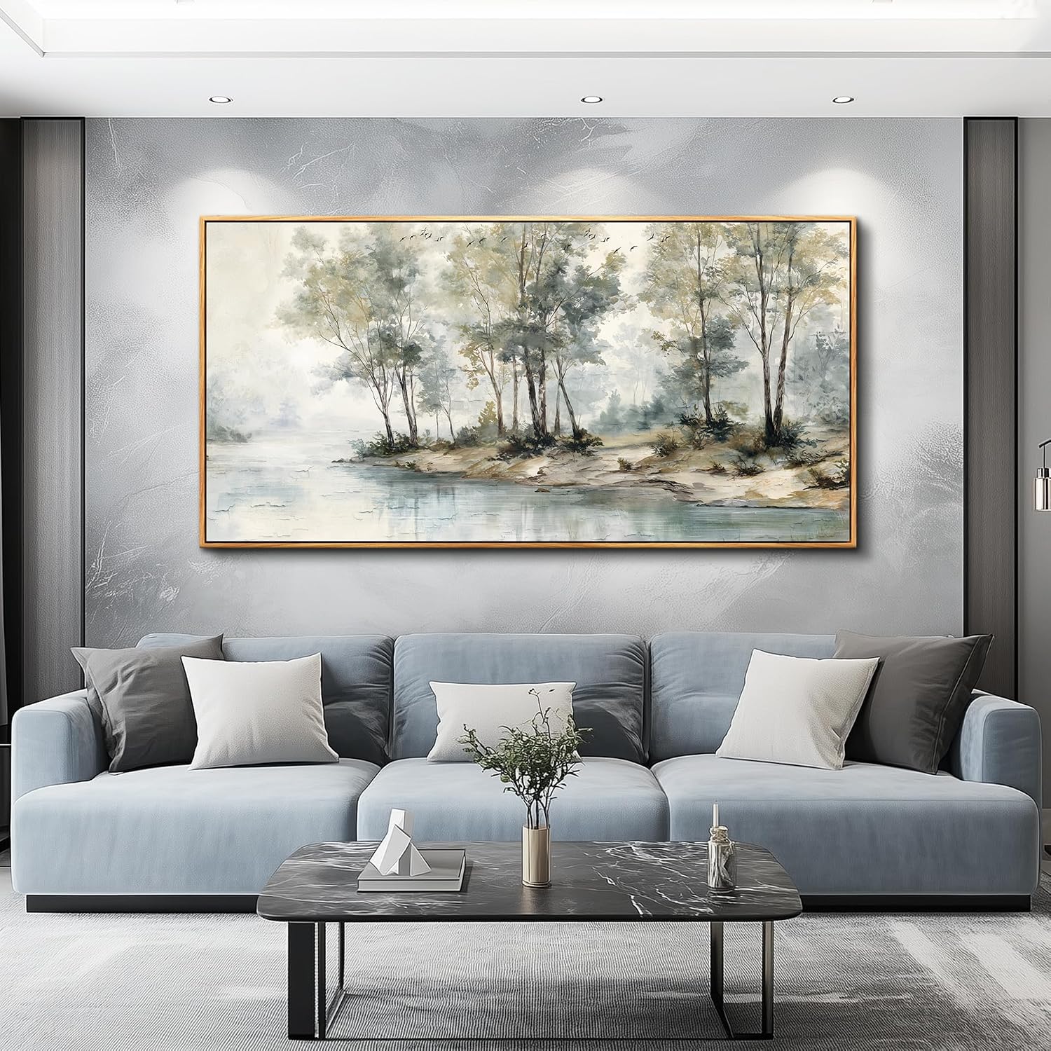 Wapluam Tree Of Life Wall Art Large Painting Modern Abstract Canvas Art Landscape Panoramic Picture Nature Artwork Framed For Living Room Bedroom Fireplace Dinning Room Home Office Wall Decor 48'X24'