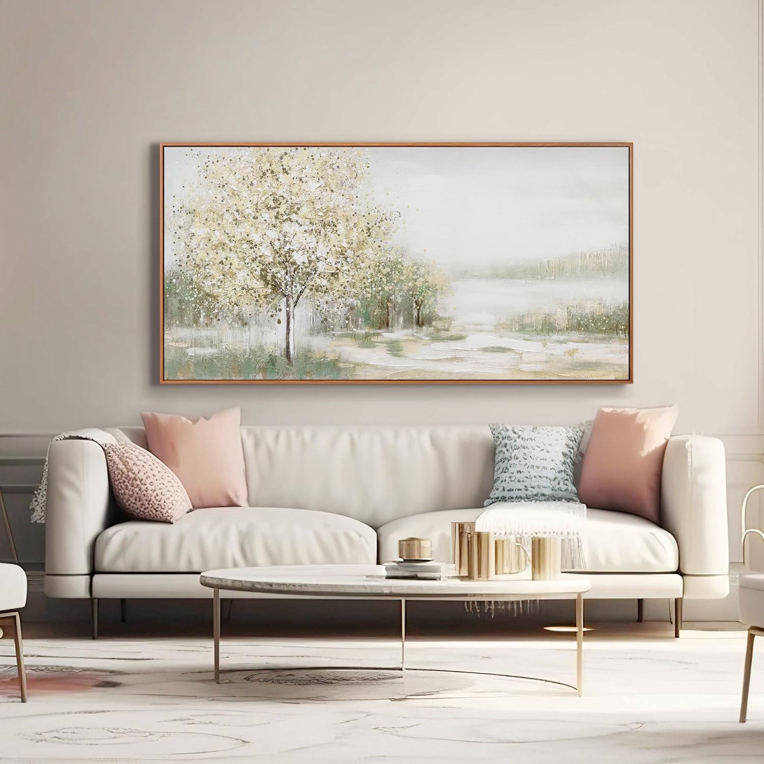 Canvas Wall Art Wall Decor Bedroom Pictures Decoration Spring Scene Nature Landscape Tree Plants Artwork Abstract Wall Art Large Size Modern Painting Framed Pictures For Living Room Home Kitchen Office 29' X 58'