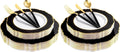 WDF 30Guest Black and Gold Plastic Plates - New Year Plates - Gold Plastic Silverware With Black Handle Baroque Black and Gold Disposable Dinnerware for New Year &Parties (Pack of 2)