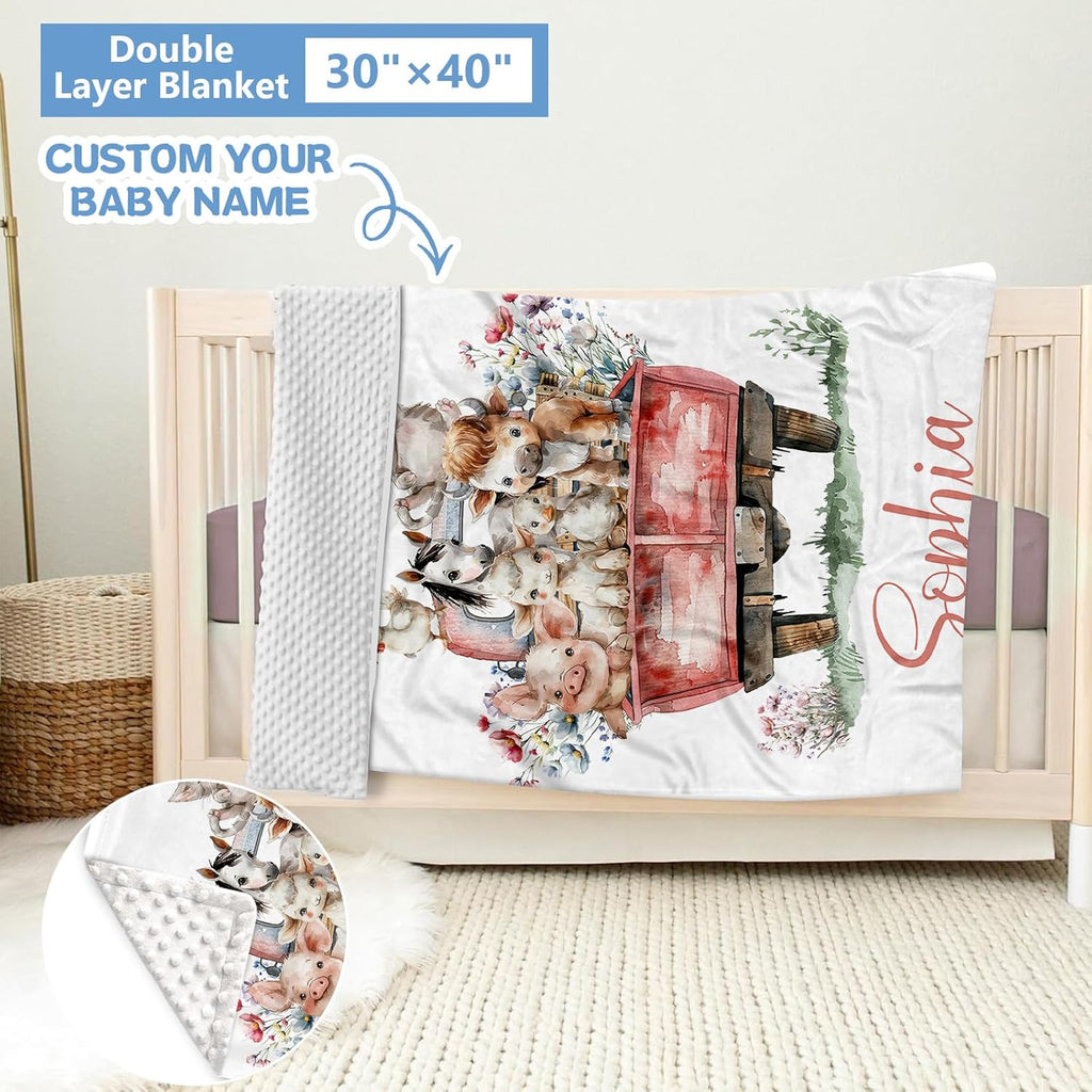 KAINSY Custom Crib Bedding Set 5 Piece for Girls Boys – Personalized Farm Animals Theme, Newborn Sleep Set, Nursery Decor, Toddler Room Essentials, Infant Sleep, Baby Room Accessories, Baby Gift