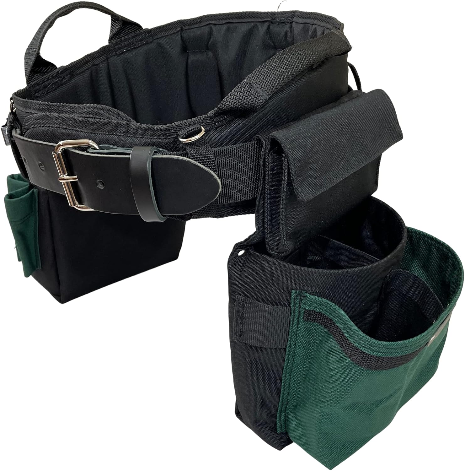 BOULDER BAG Ultimate Electrician's MAX Combo with Comfort Back Support Tool Belt, Leather Belt Buckle, Heavy Duty Work Belt, Green, (Small 24-27 Inch Waist), Tool Belt Made in USA