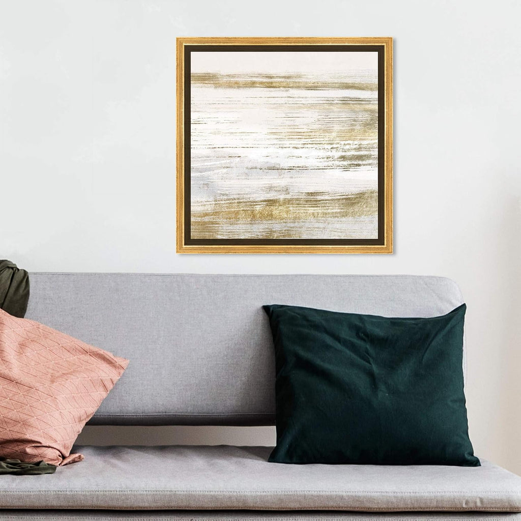 The Oliver Gal Artist Co. Abstract Framed Wall Art Canvas Prints 'Blush Romance Paint Home Décor, 12' x 12', Gold, White