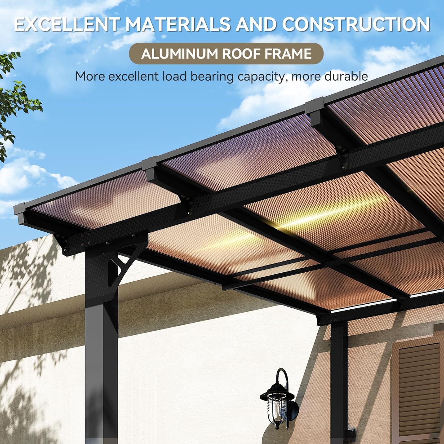 Aoxun 16'x10' Gazebo, Wall Mounted Gazebos Pergola on Clearance, Outdoor Patio, Large Wall-Mounted Heavy Duty Awnings for Patio, Decks, Backyard (Black)