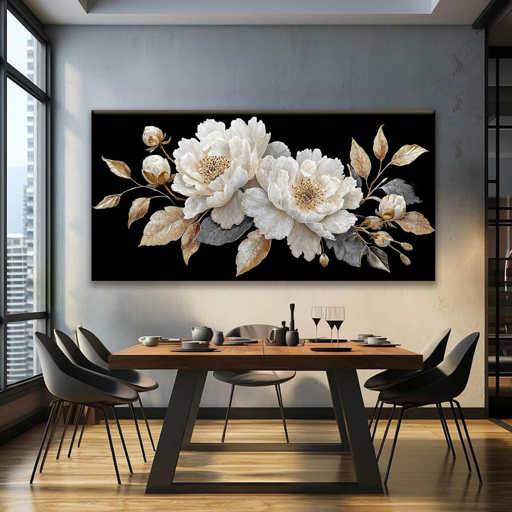 Large Wall Art Living Room Artwork Elegant White Flower Picture Canvas Art Wall Decor For Bedroom Office Kitchen Modern Home Wall Decor 29x58 Inch Ready To Hang