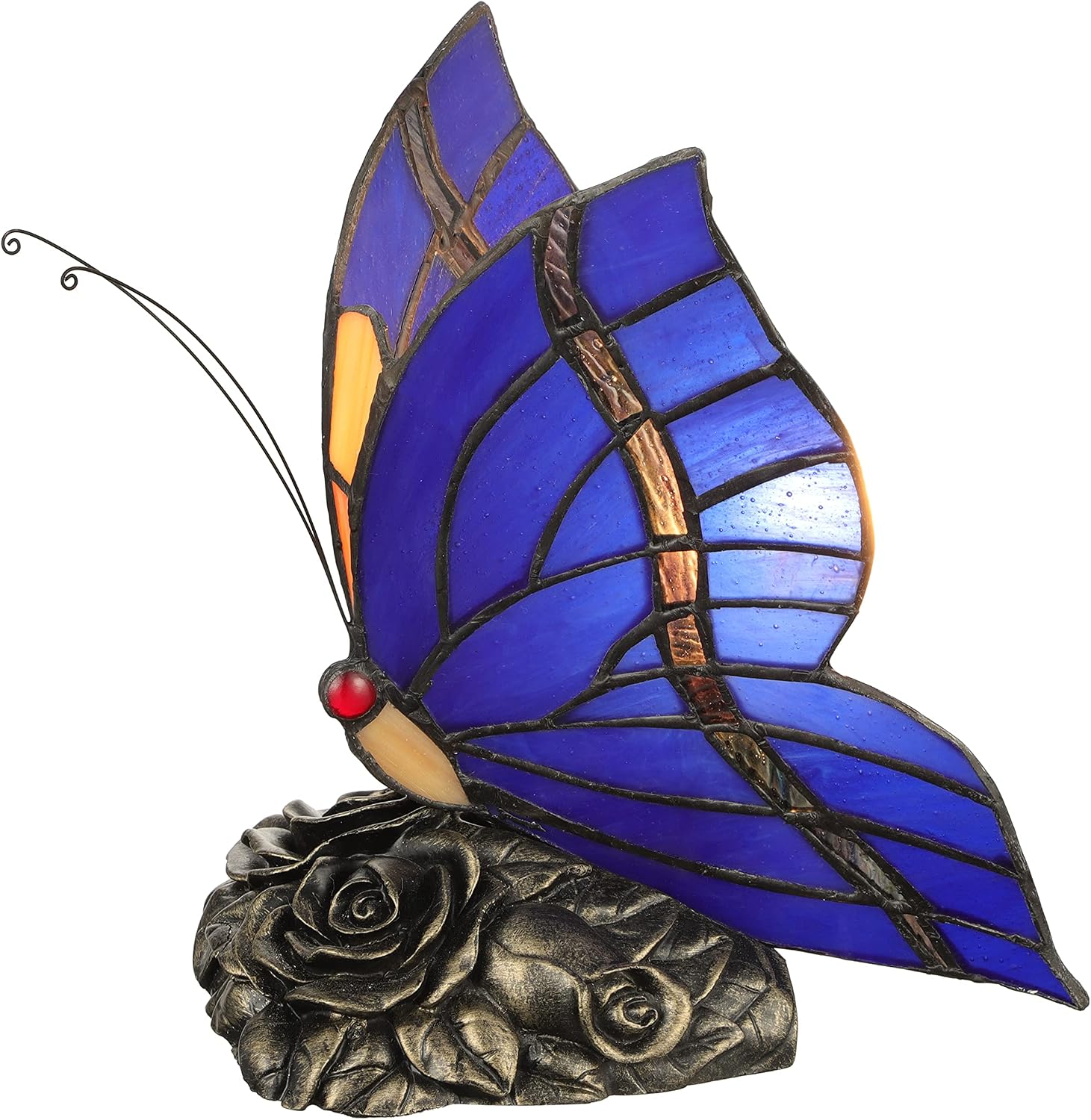 Butterfly Night Lamp Tiffany Style Table lamp Handcrafted Stained Glass Desk Lamp in Dark Blue