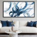 AJAZIKO Blue Abstract Canvas Wall Art for Living Room - Large Modern Navy & White Framed Artwork, Extra Large Bedroom Wall Decor, Sophisticated Office Pictures 30×60IN