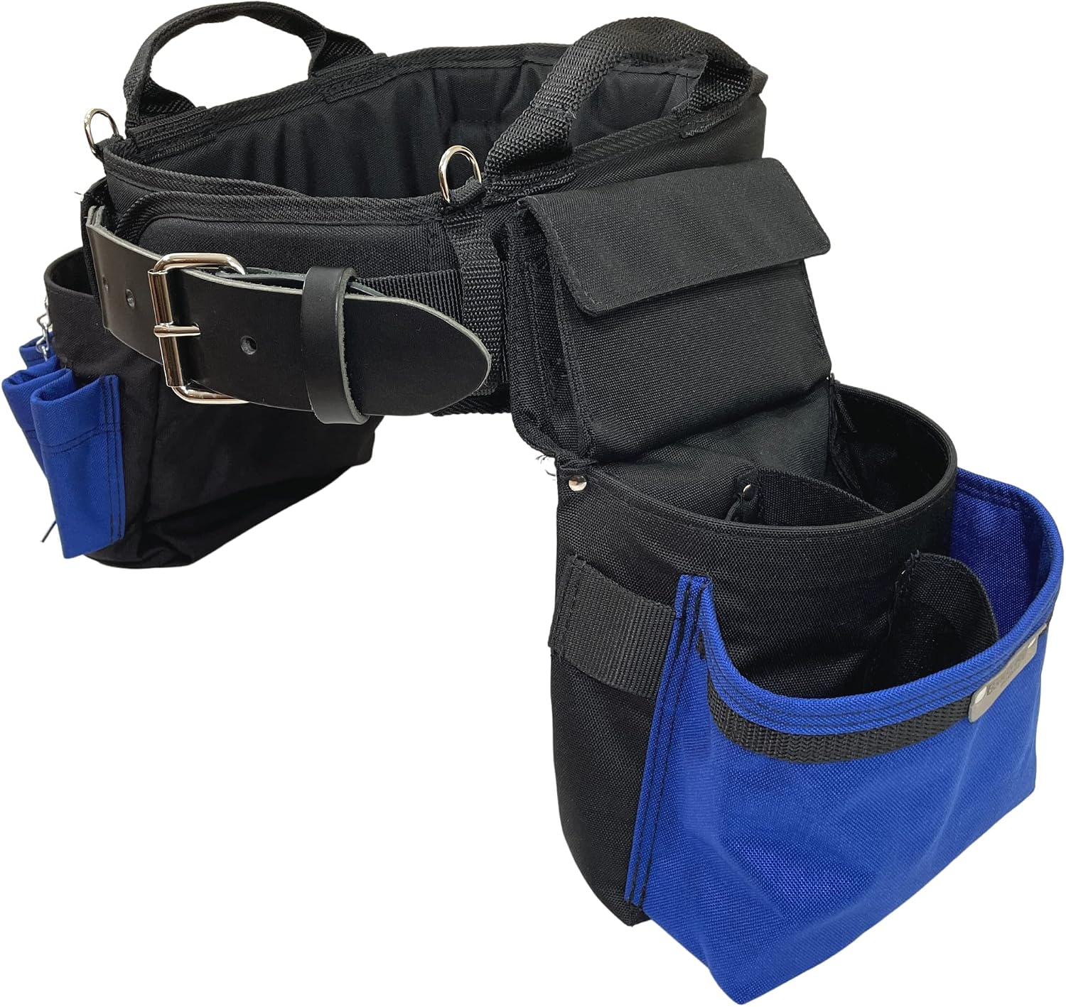 BOULDER BAG Ultimate Electrician's MAX Combo with Comfort Back Support Tool Belt, Leather Belt Buckle, Heavy Duty Work Belt, Blue, (Small 24-27 Inch Waist), Tool Belt Made in USA