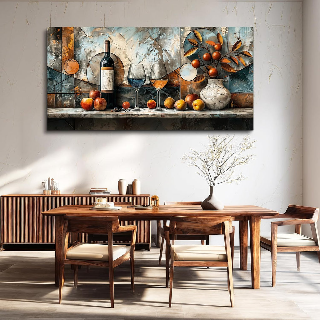XIGUANGART Wine Bottle Still Life Wall Art, Kitchen Large Canvas Paintings,Dining Room Walls Artwork Abstract Pictures Wall Decor for Living Room Bar Art Prints Modern Home Decorations Ready To Hang