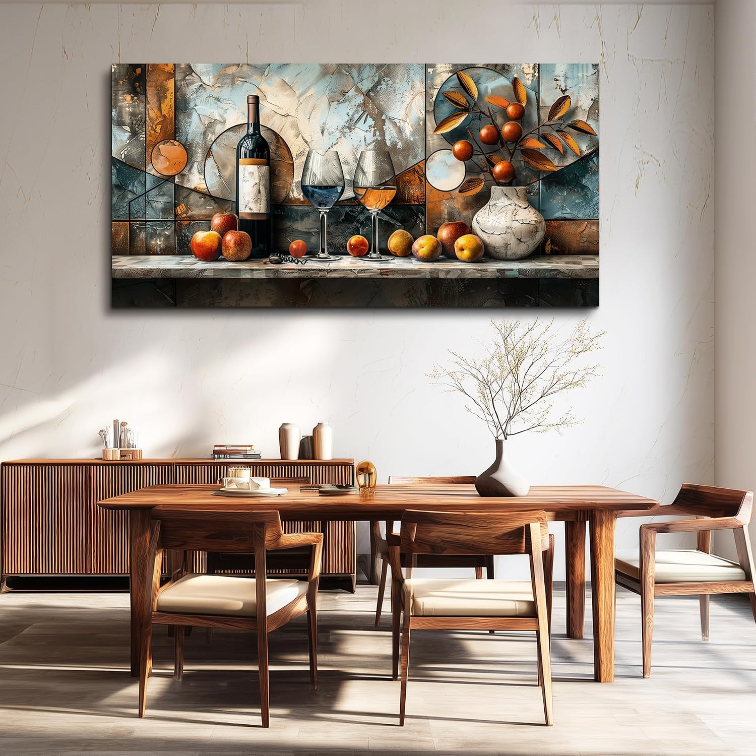 XIGUANGART Wine Bottle Still Life Wall Art, Kitchen Large Canvas Paintings,Dining Room Walls Artwork Abstract Pictures Wall Decor for Living Room Bar Art Prints Modern Home Decorations Ready To Hang