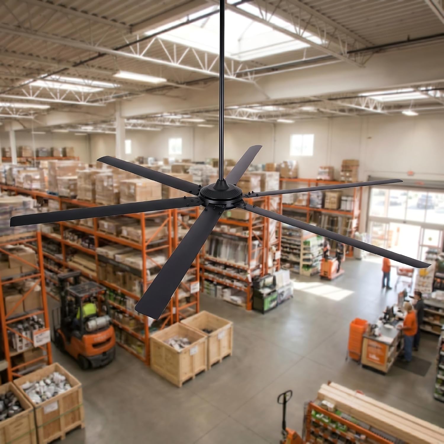 120 Inch Industrial Ceiling Fans without Lights, DC Motor Large Shop Garage Ceiling Fan with Remote, 36000 CFM High Airflow Big Ceiling Fan, Reversible Metal Commercial Fan for Warehouse Barn
