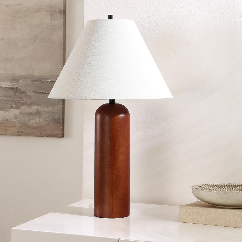 SAFAVIEH Lighting Collection Rennie Walnut 25-inch Table Lamp (LED Bulb Included)